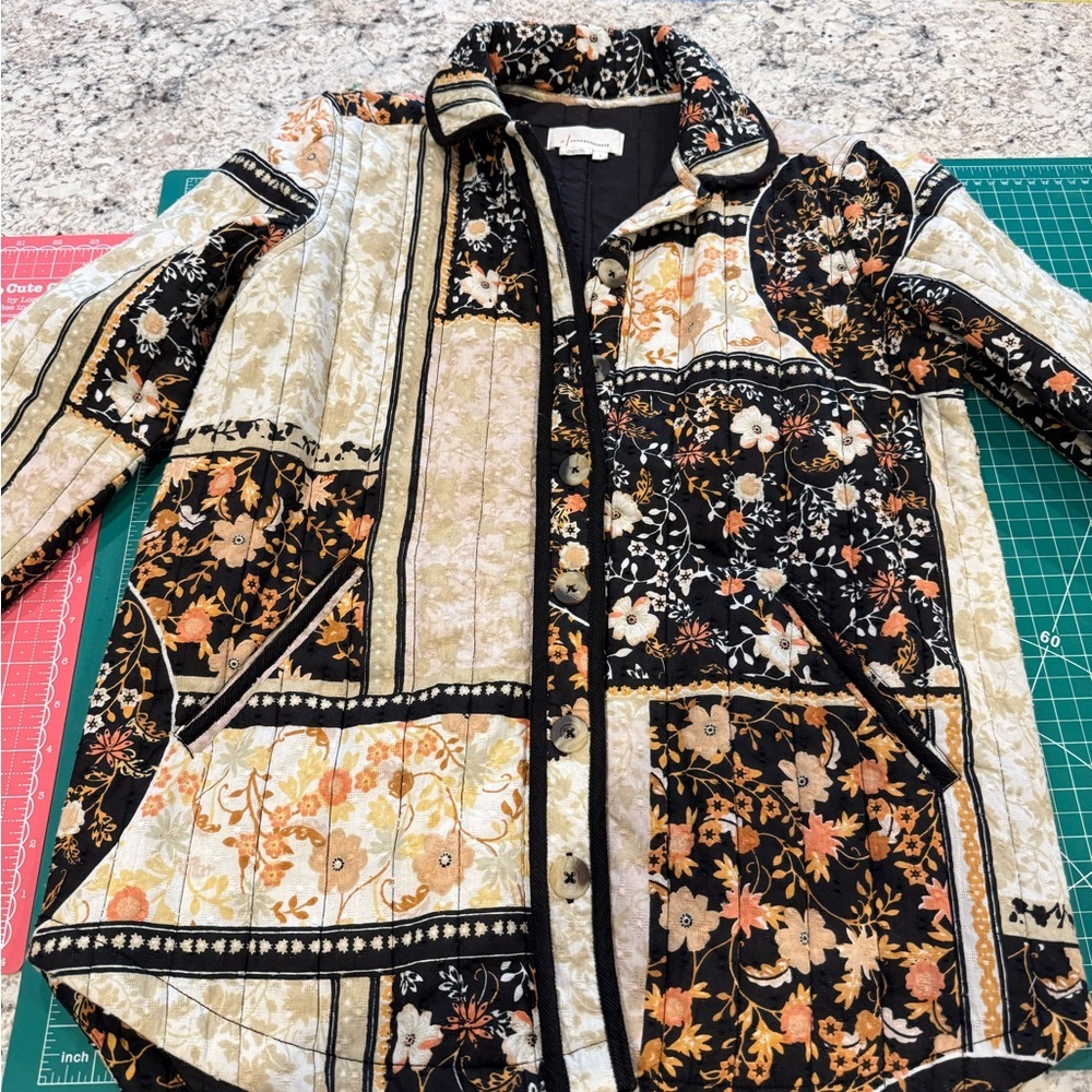 Anthropologie Jacket Patchwork Quilted Jacket Floral Boho Coat Size S - Picture 12 of 14